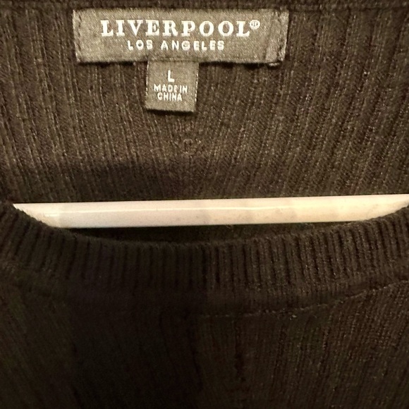 Liverpool Black Ribbed Knit Top Large - Picture 2 of 3